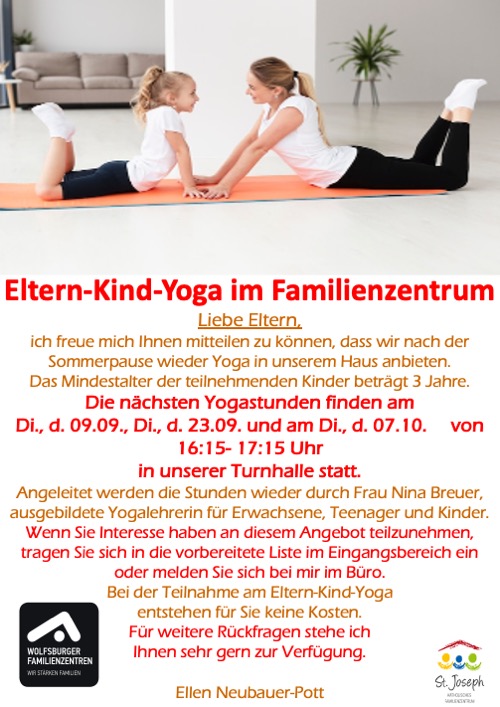 EEltern Kind Yoga September und Oktober 2025